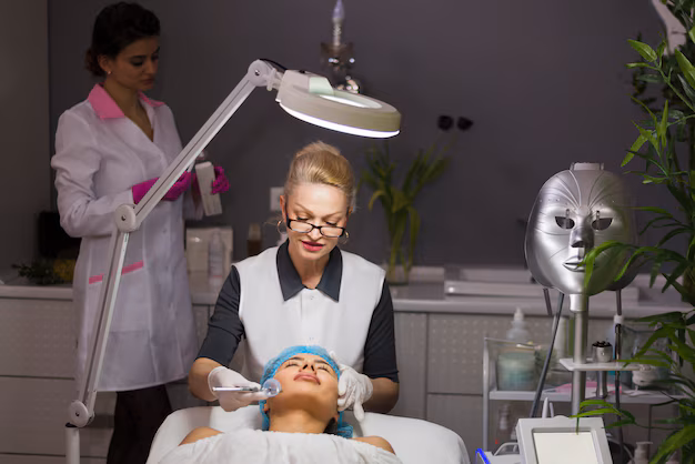 Patient receiving a professional facial rejuvenation treatment at a medical spa.